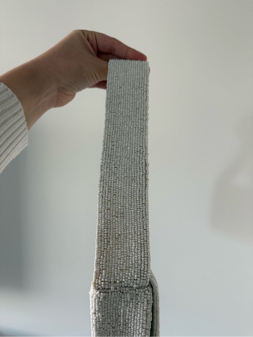 White Beaded Travel Patch Shoulder Bag - Picture 6 of 6